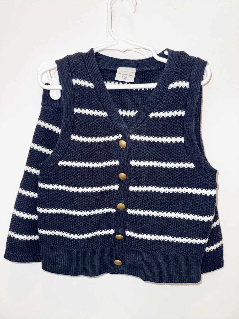 abercrombie kids Navy and White Striped Knit Vest & Skort